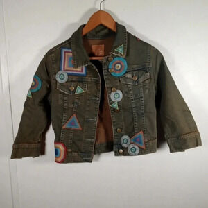 Chaser denium jacket with rainbow patches size extra small women
